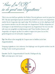 Lezing Paus Leo in de geest van Augustinus 